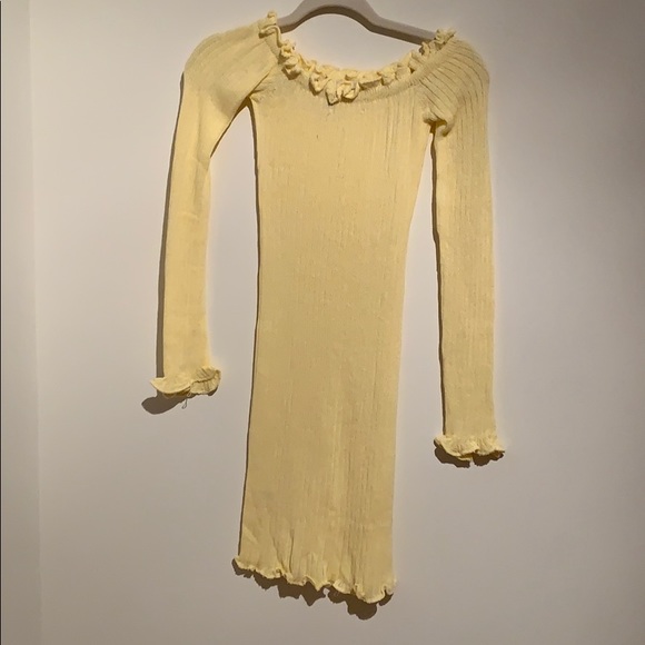 🆕 Yellow Mini Ribbed Ruffle Dress. - Picture 5 of 5